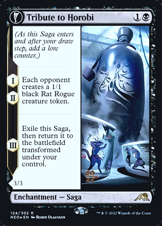 Tribute to Horobi (PRE-124) - Kamigawa: Neon Dynasty Promos: (fandfc, enchantment) Foil