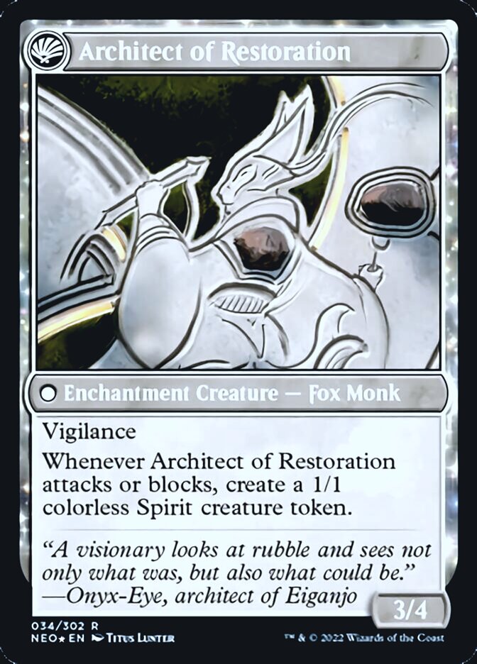 The Restoration of Eiganjo (PRE-034) - Kamigawa: Neon Dynasty Promos: (fandfc, enchantment) Foil