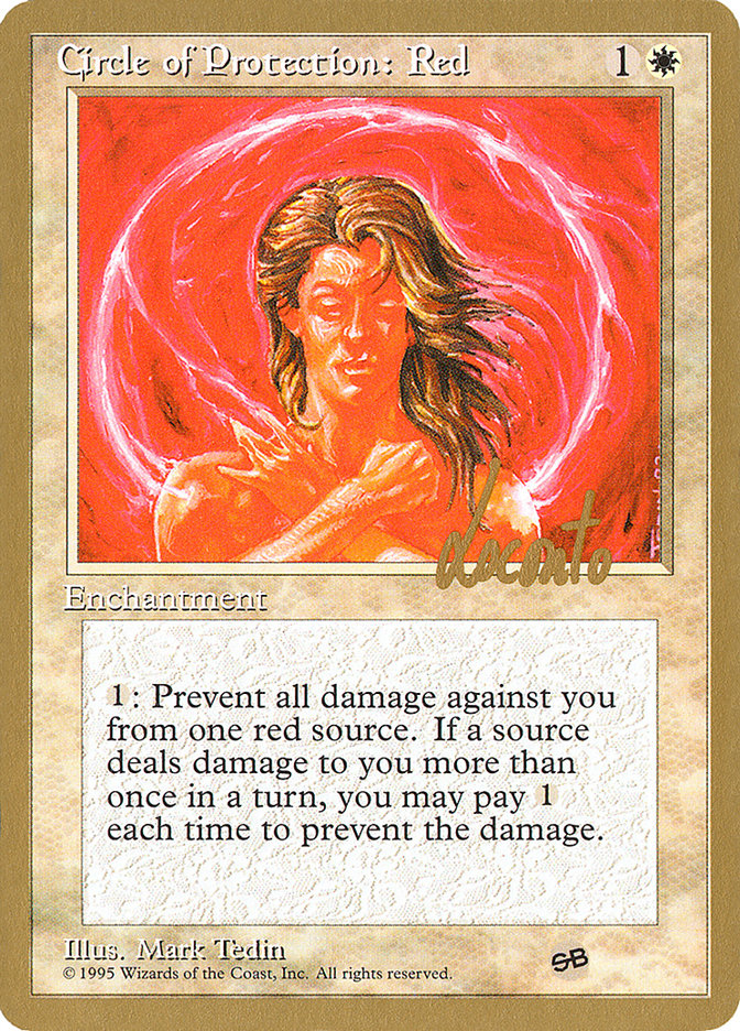 Circle of Protection: Red (Michael Loconto) (SB) (4ED) [Pro Tour Collector Set] | The CG Realm
