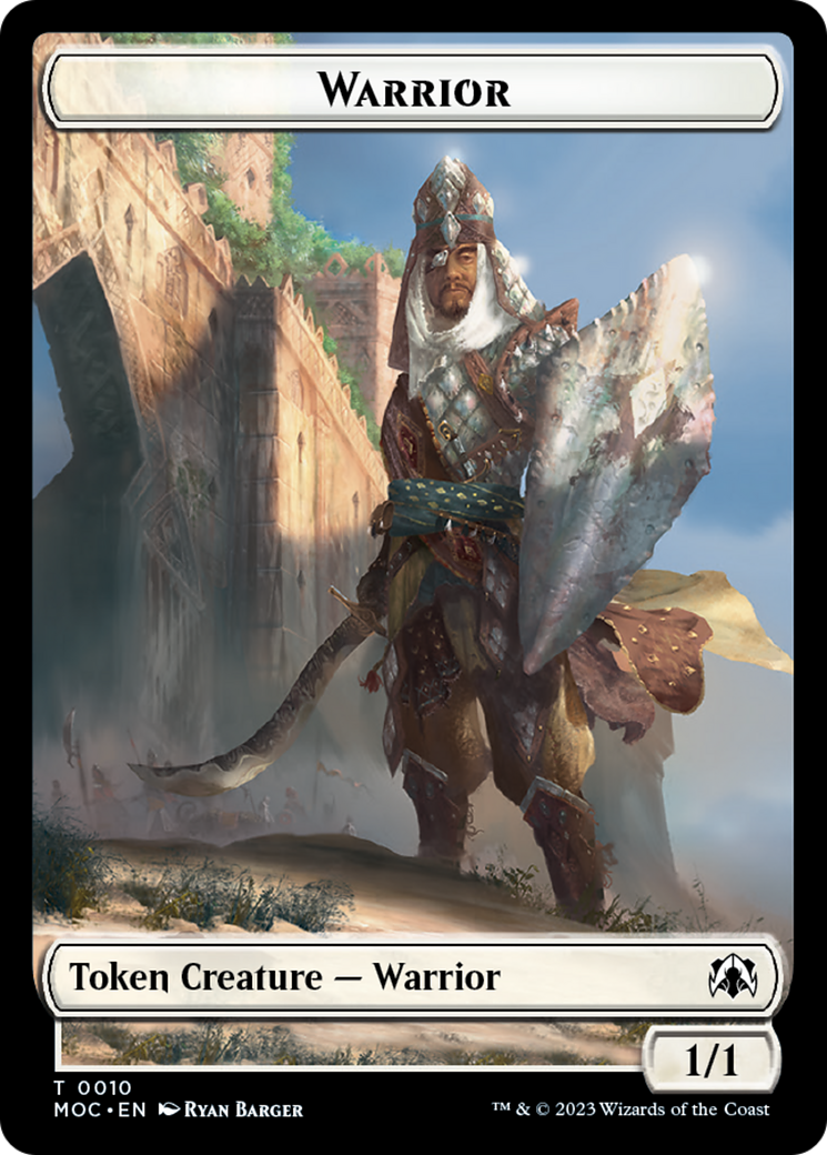 Warrior // Elspeth, Sun's Champion Emblem Double-Sided Token [March of the Machine Commander Tokens] | The CG Realm