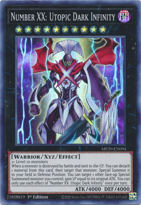 Number XX: Utopic Dark Infinity [MP20-EN094] Super Rare | The CG Realm