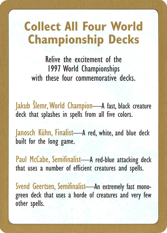 1997 World Championships Ad [World Championship Decks 1997] | The CG Realm