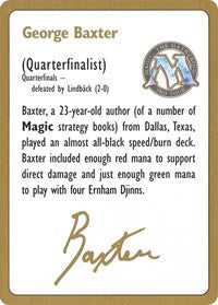1996 George Baxter Biography Card [World Championship Decks] | The CG Realm