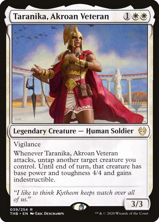 Taranika, Akroan Veteran (Promo Pack) [Theros Beyond Death Promos] | The CG Realm