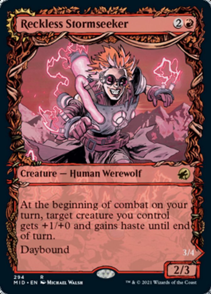 Reckless Stormseeker (Showcase) (MID-294) - Innistrad: Midnight Hunt: (Showcase, Double Faced Transform)