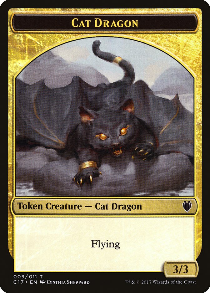 Gold // Cat Dragon Double-Sided Token [Commander 2017 Tokens] | The CG Realm