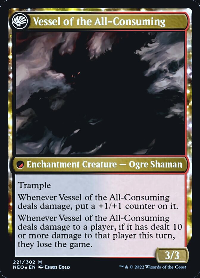 Hidetsugu Consumes All (PRE-221) - Kamigawa: Neon Dynasty Promos: (fandfc, enchantment) Foil