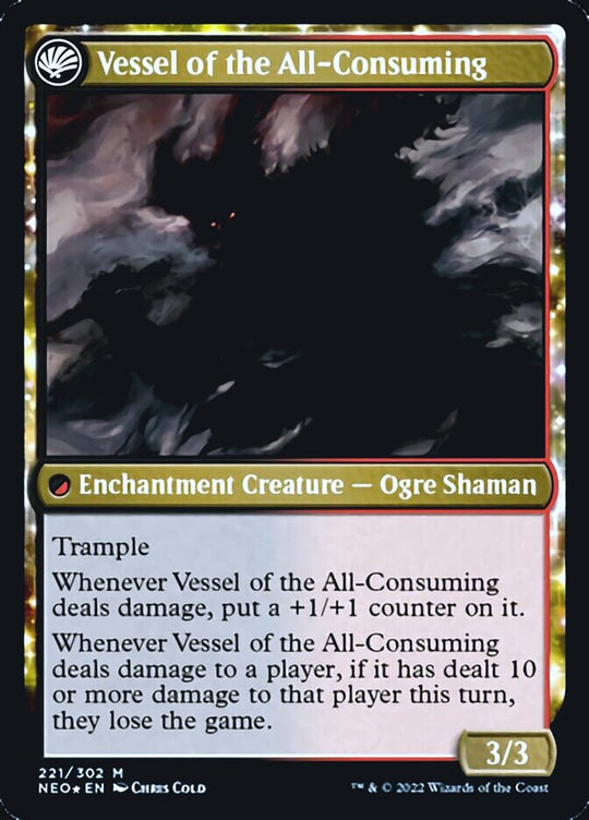 Hidetsugu Consumes All (PRE-221) - Kamigawa: Neon Dynasty Promos: (fandfc, enchantment) Foil