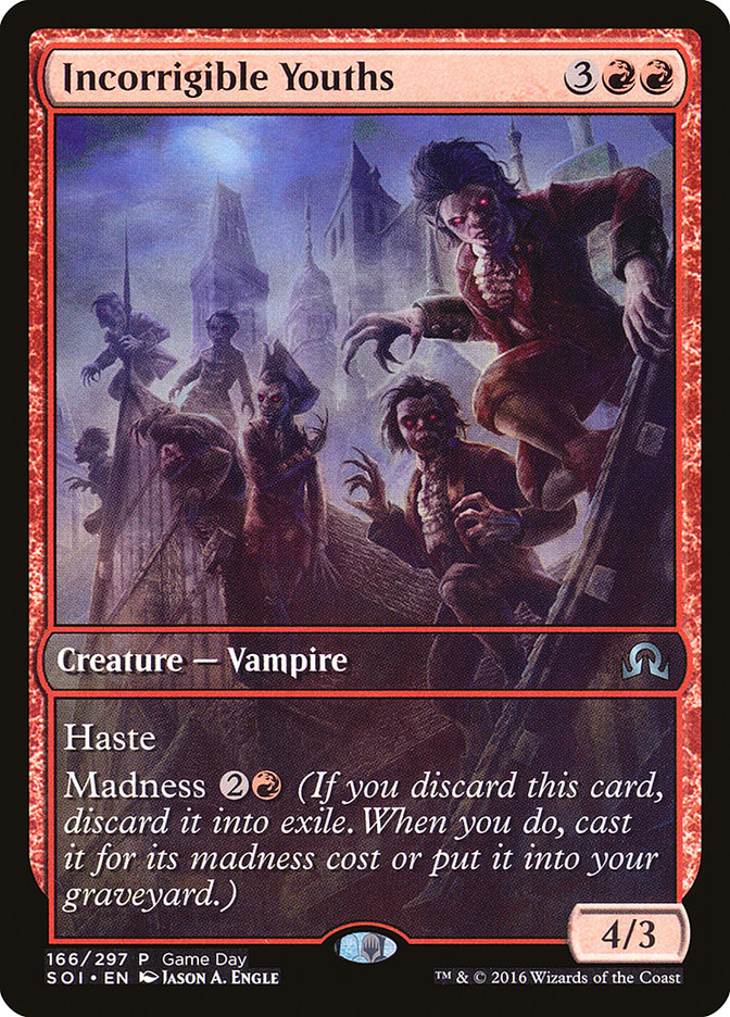 Incorrigible Youths (Game Day) (Extended Art) [Shadows over Innistrad Promos] | The CG Realm