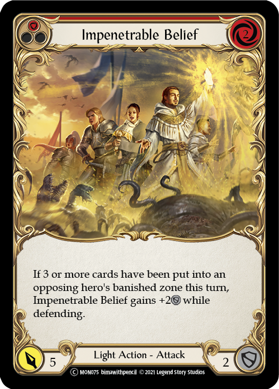 Impenetrable Belief (Red) [U-MON075-RF] (Monarch Unlimited)  Unlimited Rainbow Foil | The CG Realm