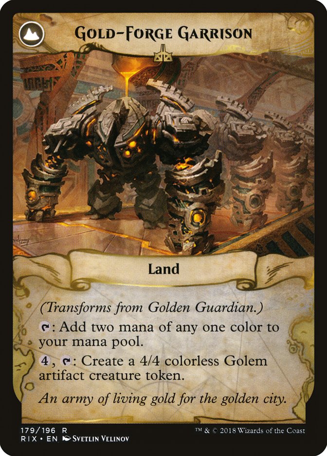 Golden Guardian // Gold-Forge Garrison [Rivals of Ixalan] | The CG Realm