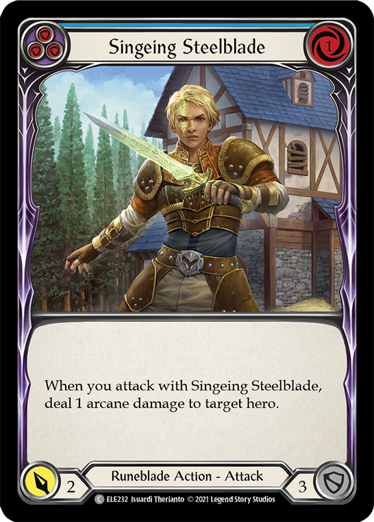 Singeing Steelblade (Blue) [ELE232] (Tales of Aria)  1st Edition Rainbow Foil | The CG Realm