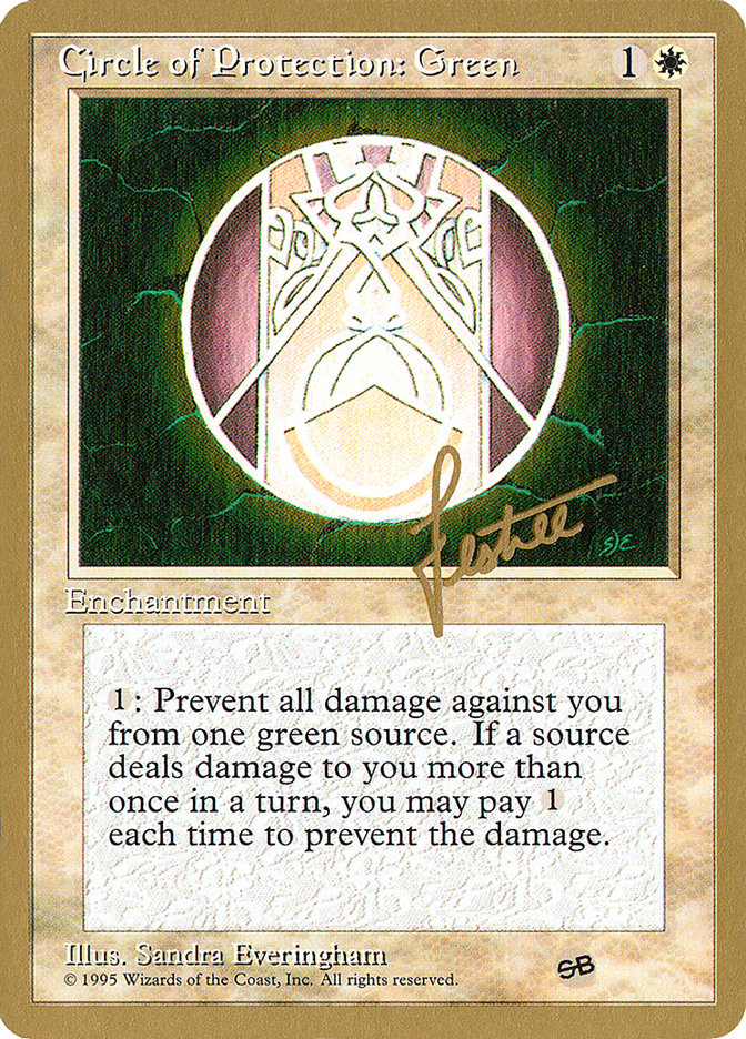 Circle of Protection: Green (Bertrand Lestree) (SB) (4ED) [Pro Tour Collector Set] | The CG Realm