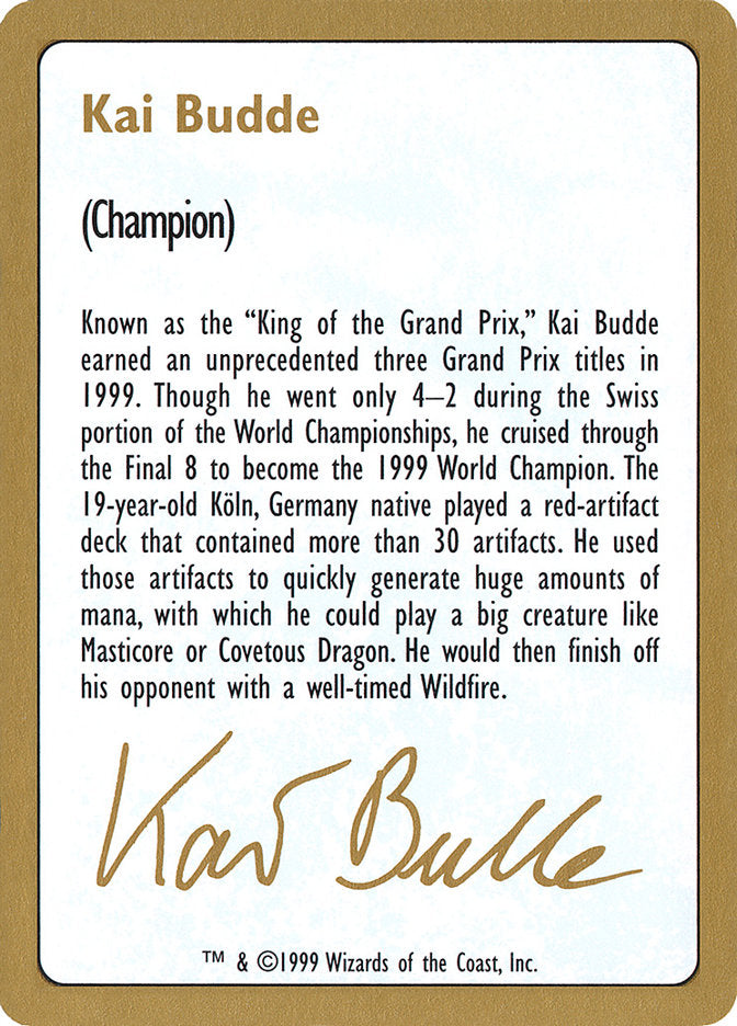 Kai Budde Bio [World Championship Decks 1999] | The CG Realm
