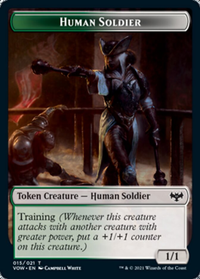 Zombie (008) // Human Soldier Double-Sided Token [Innistrad: Crimson Vow Tokens] | The CG Realm