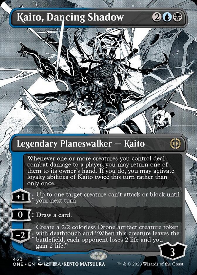 Kaito, Dancing Shadow (Borderless Manga Step-and-Compleat Foil) [Phyrexia: All Will Be One] | The CG Realm