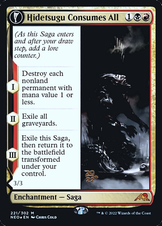 Hidetsugu Consumes All (PRE-221) - Kamigawa: Neon Dynasty Promos: (fandfc, enchantment) Foil
