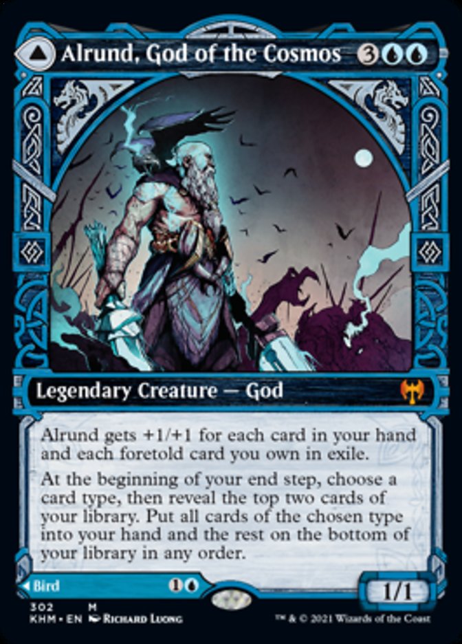Alrund, God of the Cosmos // Hakka, Whispering Raven (Showcase) [Kaldheim] | The CG Realm