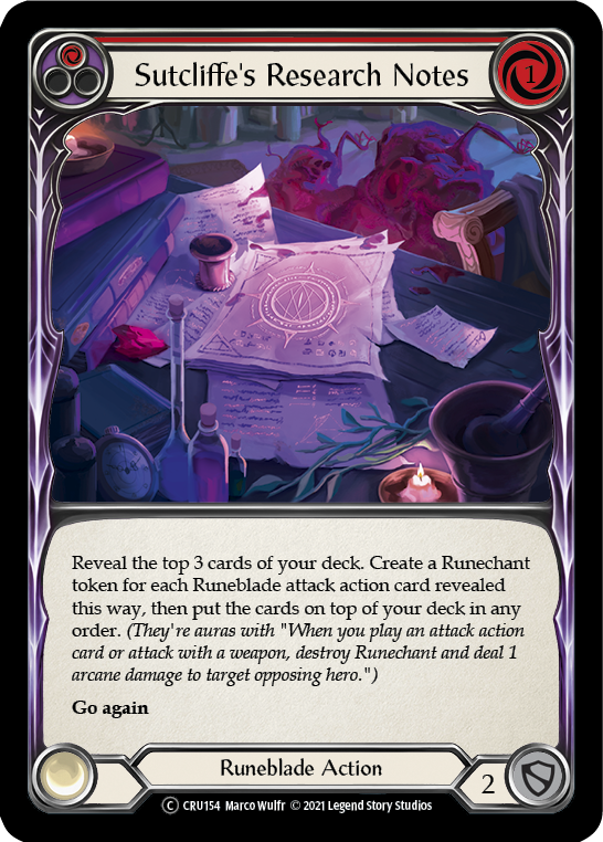 Sutcliffe's Research Notes (Red) [U-CRU154] (Crucible of War Unlimited)  Unlimited Normal | The CG Realm