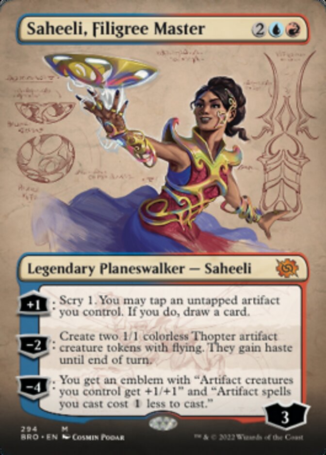 Saheeli, Filigree Master (Borderless Alternate Art) [The Brothers' War] | The CG Realm