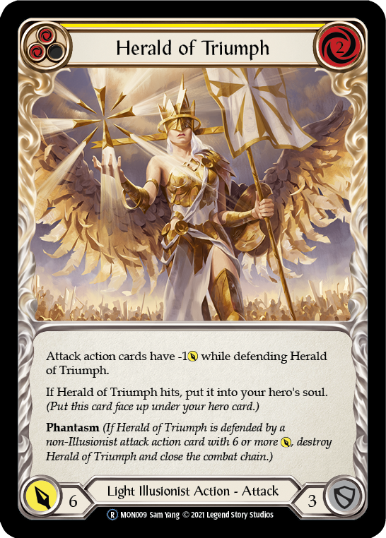 Herald of Triumph (Yellow) [U-MON009-RF] (Monarch Unlimited)  Unlimited Rainbow Foil | The CG Realm