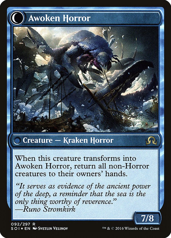 Thing in the Ice (PRE-092) - Shadows over Innistrad Promos: (Double Faced Transform) Foil