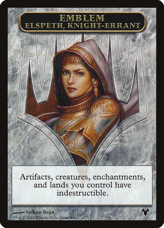 Emblem - Elspeth, Knight-Errant // Soldier Double-Sided Token (MD1-4 // 1) - Modern Event Deck 2014 Tokens