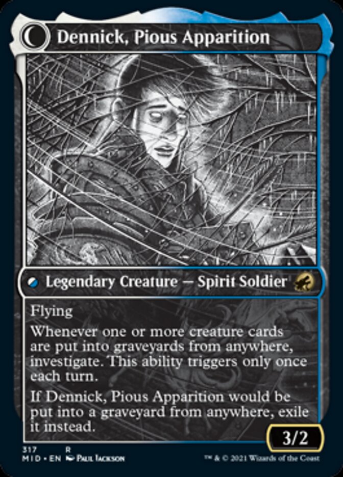 Dennick, Pious Apprentice (Showcase) (MID-317) - Innistrad: Midnight Hunt: (Showcase, Double Faced Transform)