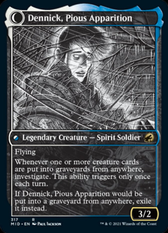Dennick, Pious Apprentice (Showcase) (MID-317) - Innistrad: Midnight Hunt: (Showcase, Double Faced Transform)