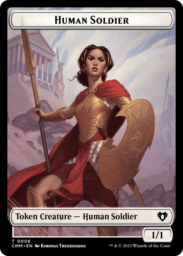 Human Soldier // Phyrexian Myr Double-Sided Token [Commander Masters Tokens] | The CG Realm