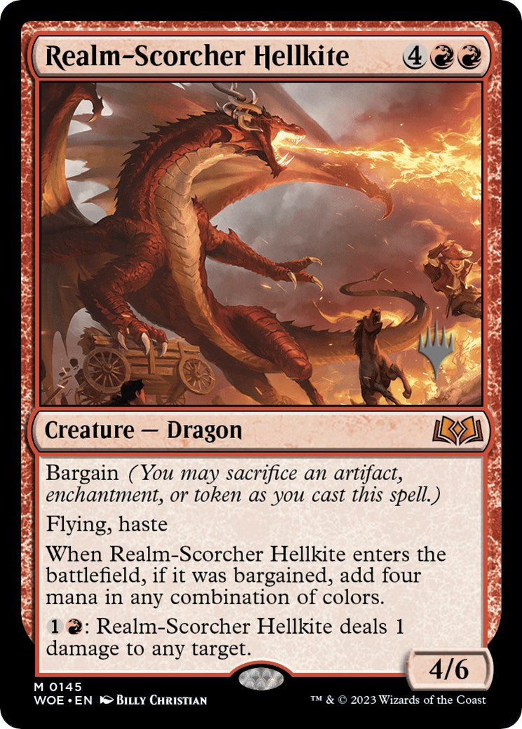 Realm-Scorcher Hellkite (Promo Pack) [Wilds of Eldraine Promos] | The CG Realm