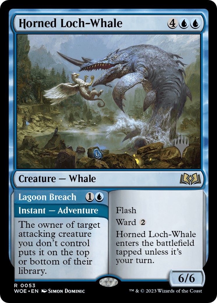 Horned Loch-Whale // Lagoon Breach (Promo Pack) [Wilds of Eldraine Promos] | The CG Realm