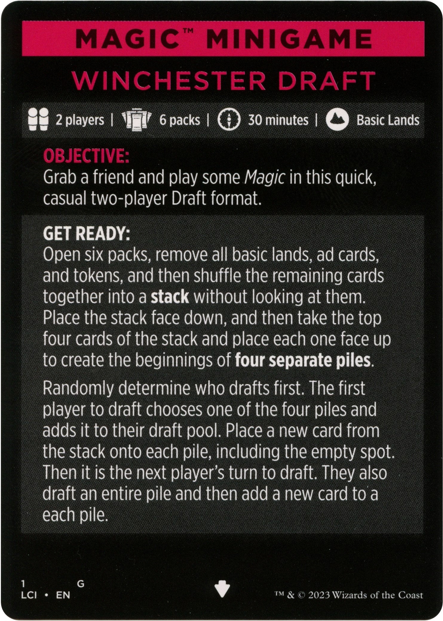 Winchester Draft (Magic Minigame) [The Lost Caverns of Ixalan Minigame] | The CG Realm