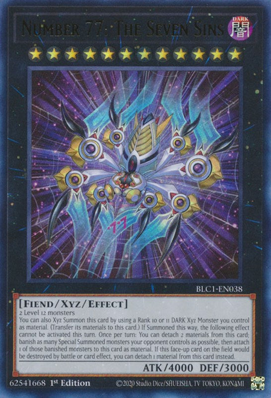 Number 77: The Seven Sins [BLC1-EN038] Ultra Rare | The CG Realm