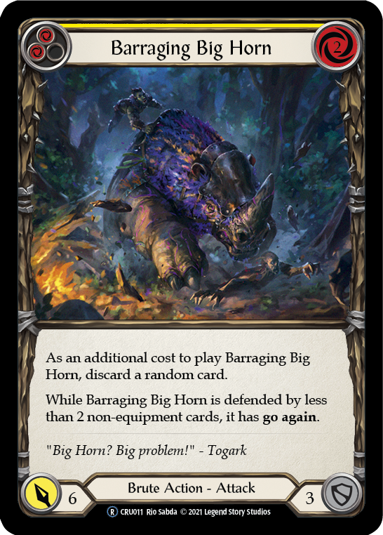 Barraging Big Horn (Yellow) [U-CRU011] (Crucible of War Unlimited)  Unlimited Rainbow Foil | The CG Realm