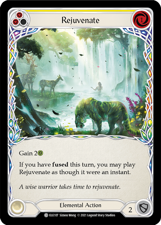 Rejuvenate (Yellow) [ELE107] (Tales of Aria)  1st Edition Rainbow Foil | The CG Realm