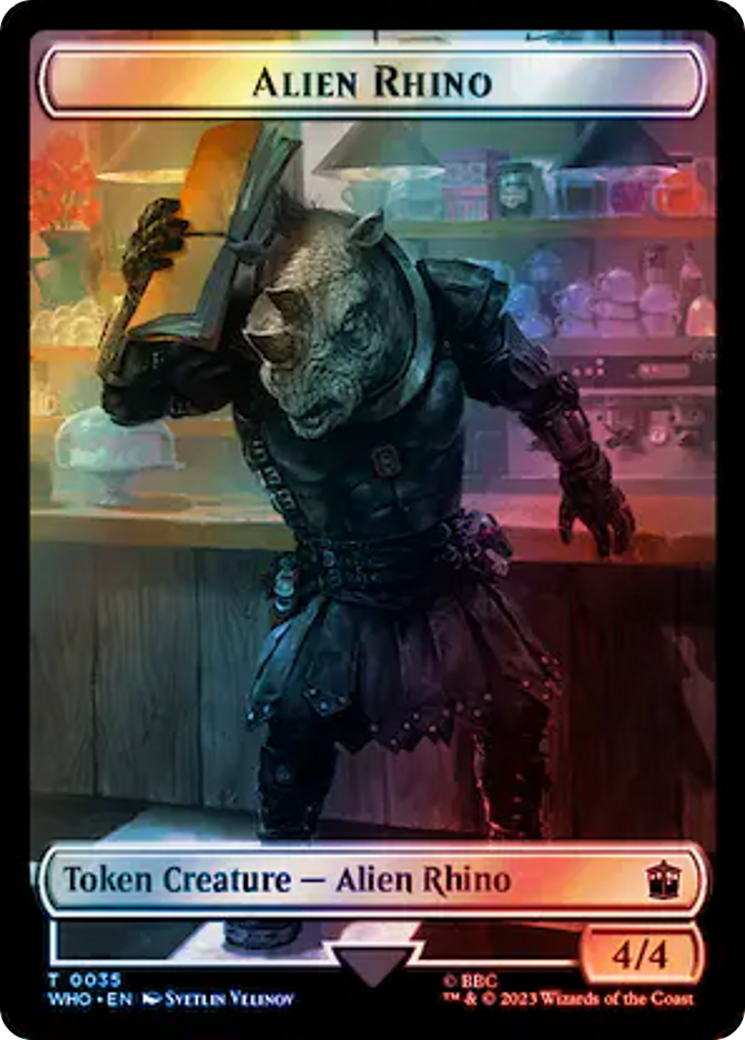 Alien Rhino // Clue (0054) Double-Sided Token (Surge Foil) [Doctor Who Tokens] | The CG Realm