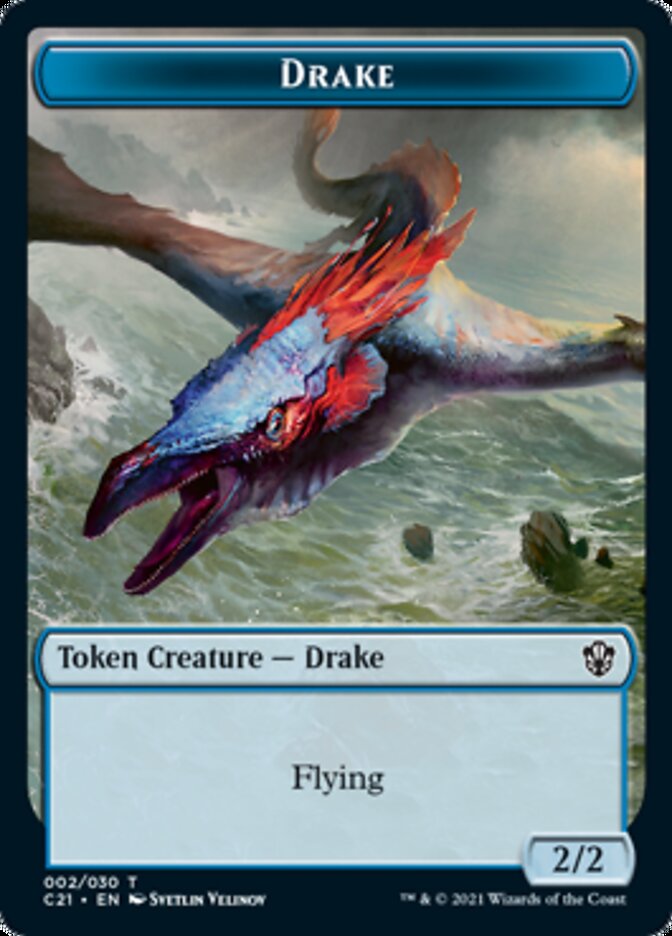 Drake // Elemental (002) Double-Sided Token [Commander 2021 Tokens] | The CG Realm