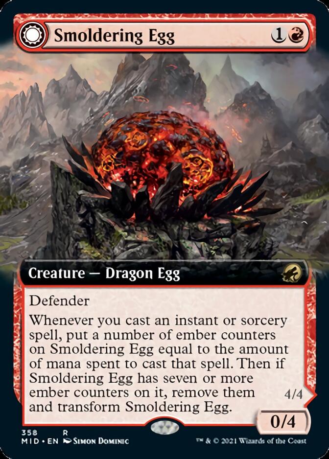 Smoldering Egg (Extended Art) (MID-358) - Innistrad: Midnight Hunt: (Extended Art, Double Faced Transform)