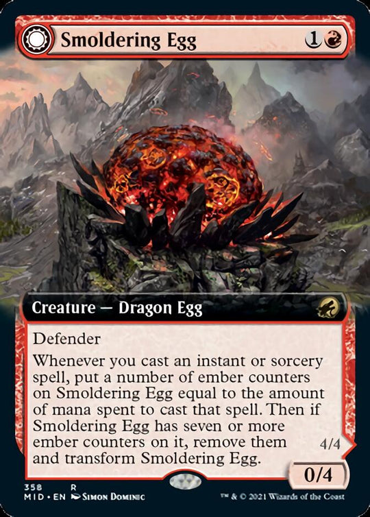 Smoldering Egg (Extended Art) (MID-358) - Innistrad: Midnight Hunt: (Extended Art, Double Faced Transform)