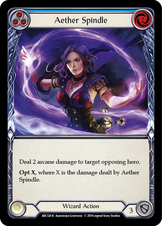 Aether Spindle (Blue) [ARC128-R] (Arcane Rising)  1st Edition Rainbow Foil | The CG Realm