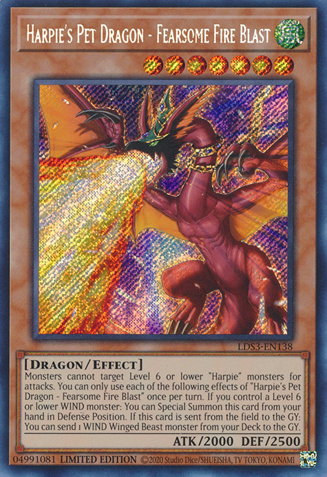Harpie's Pet Dragon - Fearsome Fire Blast [LDS3-EN138] Secret Rare | The CG Realm