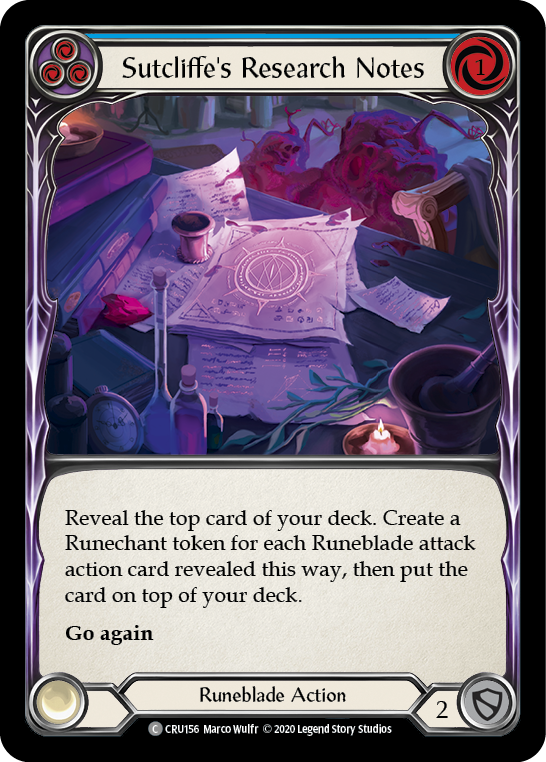 Sutcliffe's Research Notes (Blue) [CRU156] (Crucible of War)  1st Edition Rainbow Foil | The CG Realm