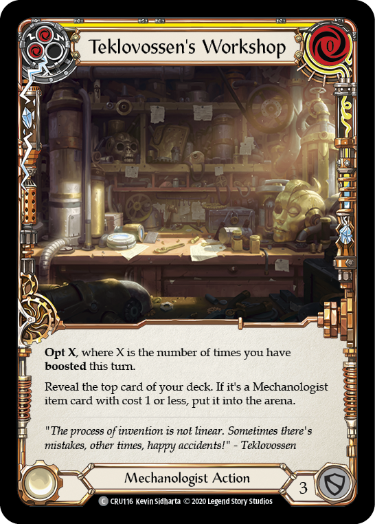 Teklovossen's Workshop (Yellow) [CRU116] (Crucible of War)  1st Edition Rainbow Foil | The CG Realm