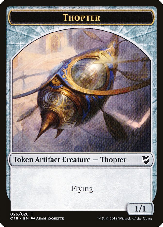Cat Warrior // Thopter (026) Double-Sided Token [Commander 2018 Tokens] | The CG Realm