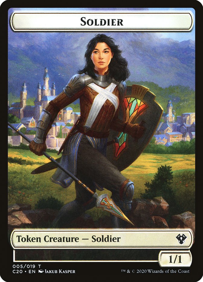 Human Soldier (005) // Drake Double-Sided Token [Commander 2020 Tokens] | The CG Realm