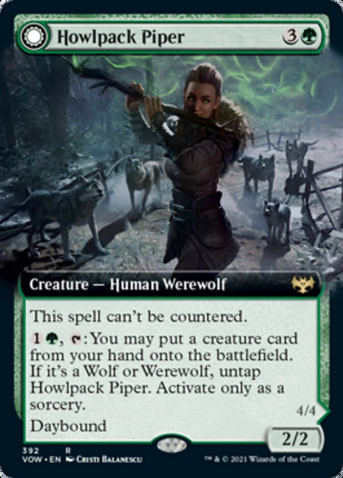Howlpack Piper (Extended Art) (VOW-392) - Innistrad: Crimson Vow: (Extended Art, Double Faced Transform)