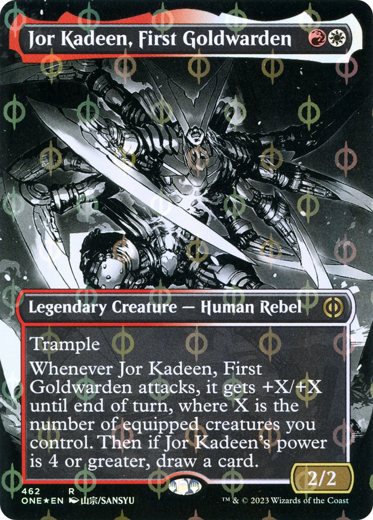 Jor Kadeen, First Goldwarden (Borderless Manga Step-and-Compleat Foil) [Phyrexia: All Will Be One] | The CG Realm