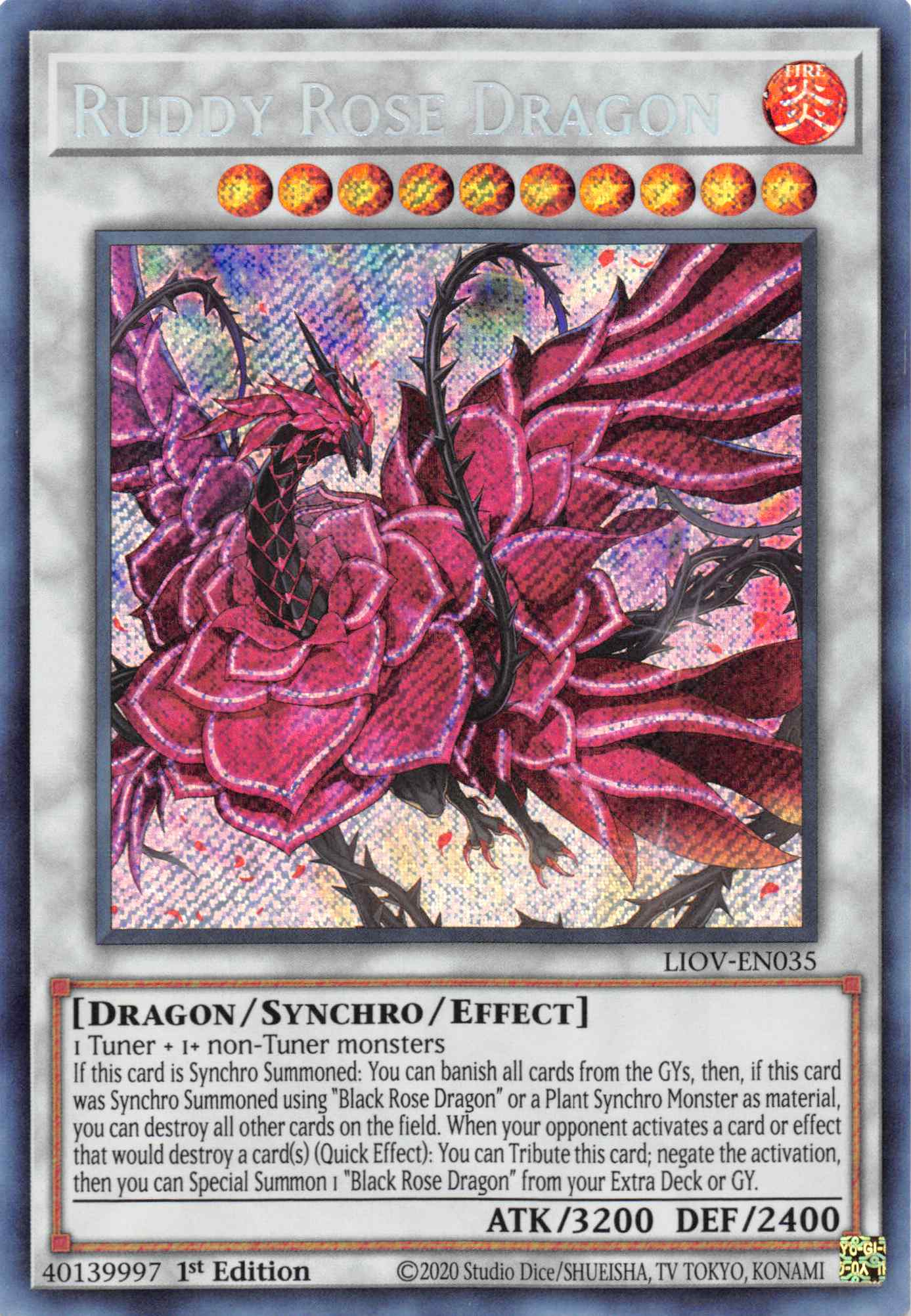 Ruddy Rose Dragon [LIOV-EN035] Secret Rare | The CG Realm