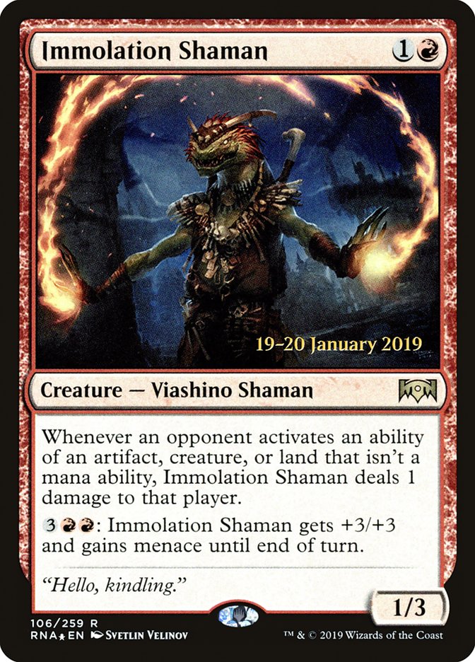 Immolation Shaman [Ravnica Allegiance Prerelease Promos] | The CG Realm